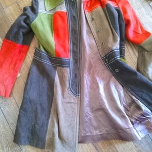 VINTAGE BLOCK COLOR SUEDE COAT